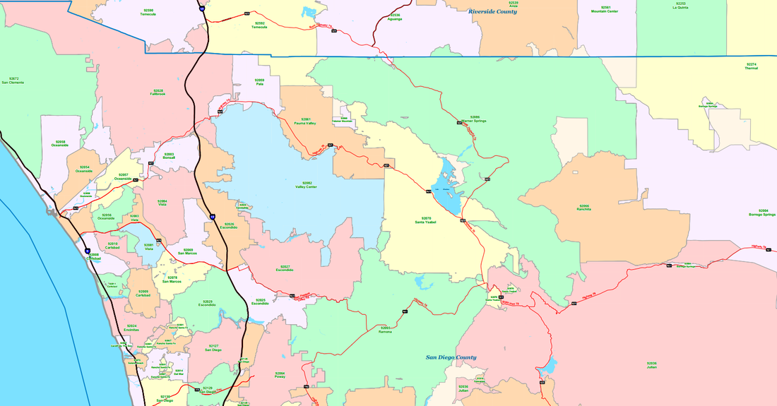 San Diego County Zip Code Map With Cities United States Map