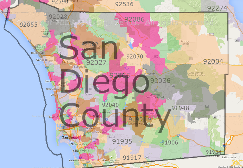 San Diego Zip Codes Map Map 2023